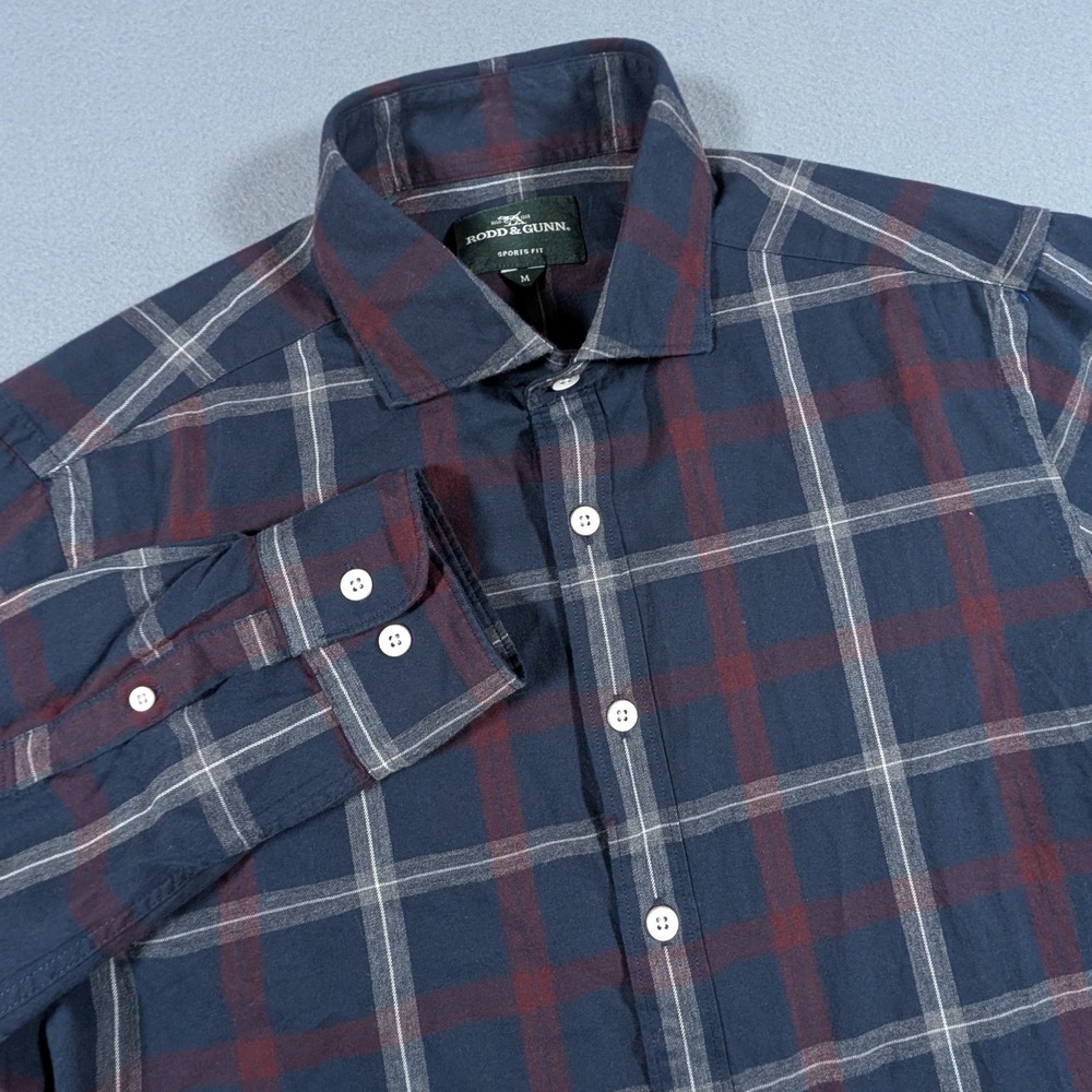 Rodd & Gunn Button Down Shirt Mens Medium Sports Fit Navy Plaid